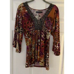 Soul Revival Women’s Blouse Shirt Size Medium Flowy Disco Top Boho Festival